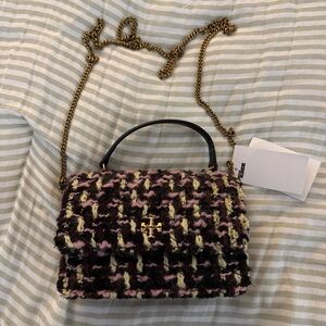 Tweed Chain Satchel - Pink & Black